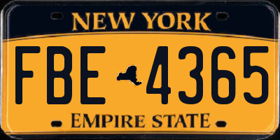 NY license plate FBE4365