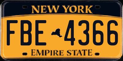 NY license plate FBE4366