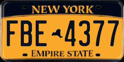 NY license plate FBE4377