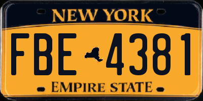 NY license plate FBE4381