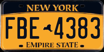 NY license plate FBE4383