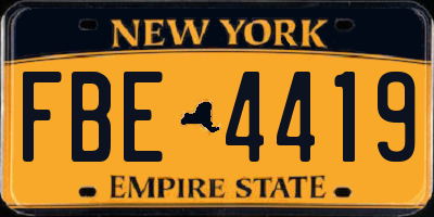 NY license plate FBE4419