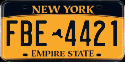 NY license plate FBE4421