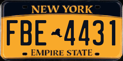 NY license plate FBE4431