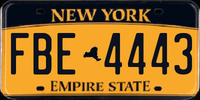NY license plate FBE4443