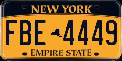 NY license plate FBE4449
