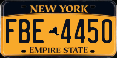 NY license plate FBE4450