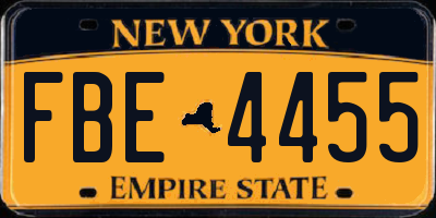 NY license plate FBE4455