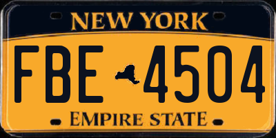 NY license plate FBE4504