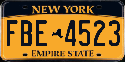 NY license plate FBE4523