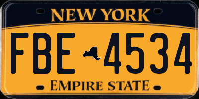 NY license plate FBE4534