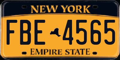 NY license plate FBE4565