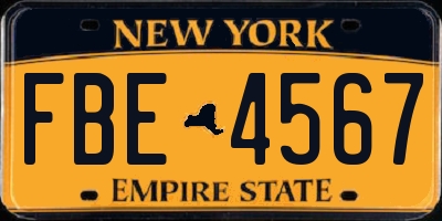 NY license plate FBE4567