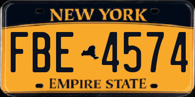 NY license plate FBE4574