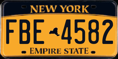NY license plate FBE4582