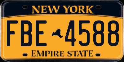 NY license plate FBE4588