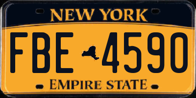 NY license plate FBE4590