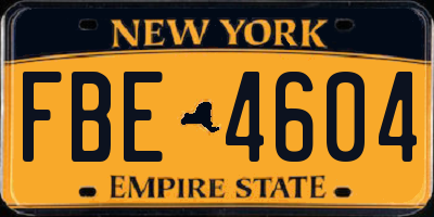 NY license plate FBE4604
