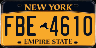 NY license plate FBE4610