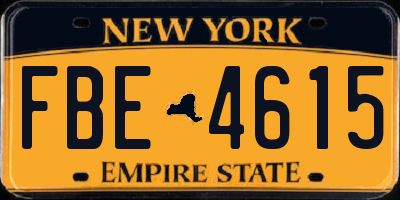 NY license plate FBE4615