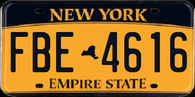 NY license plate FBE4616