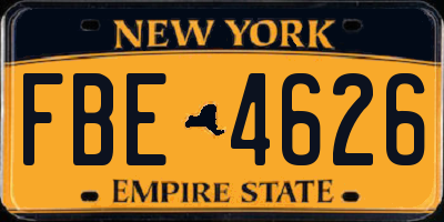 NY license plate FBE4626