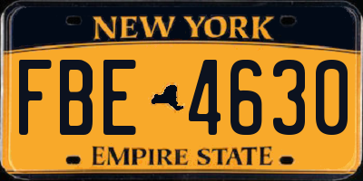 NY license plate FBE4630