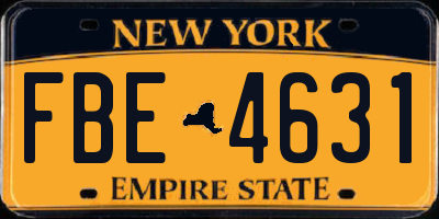 NY license plate FBE4631