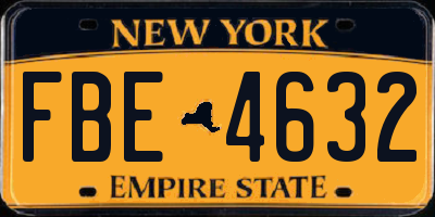 NY license plate FBE4632
