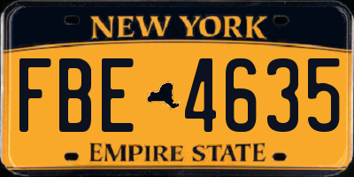 NY license plate FBE4635