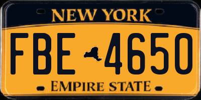 NY license plate FBE4650