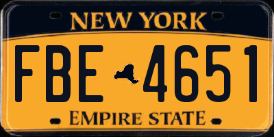 NY license plate FBE4651