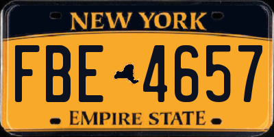 NY license plate FBE4657
