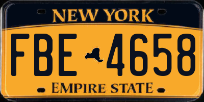 NY license plate FBE4658