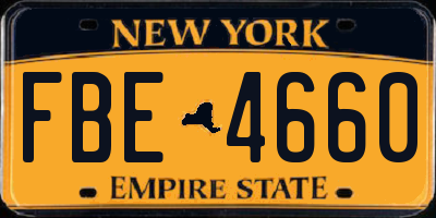 NY license plate FBE4660