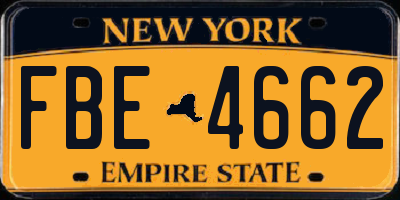 NY license plate FBE4662