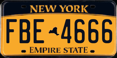 NY license plate FBE4666