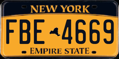 NY license plate FBE4669