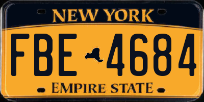 NY license plate FBE4684