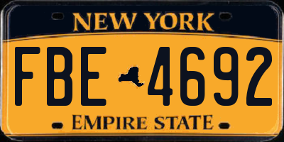 NY license plate FBE4692
