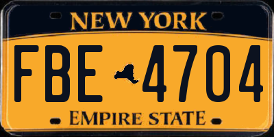 NY license plate FBE4704