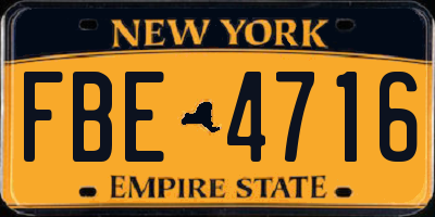 NY license plate FBE4716