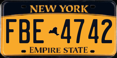 NY license plate FBE4742