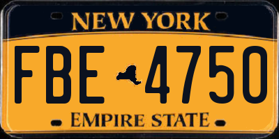 NY license plate FBE4750