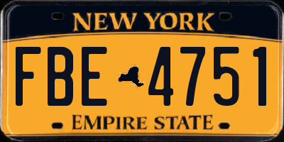 NY license plate FBE4751