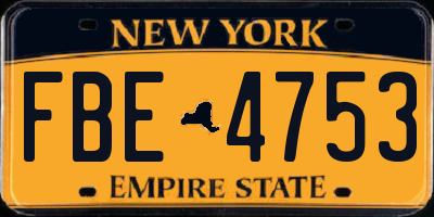 NY license plate FBE4753