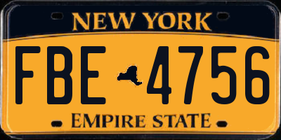 NY license plate FBE4756