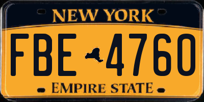 NY license plate FBE4760