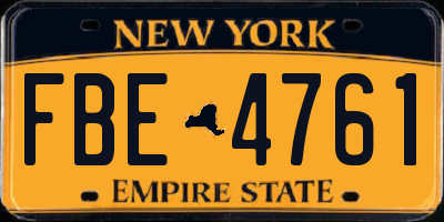 NY license plate FBE4761