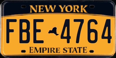NY license plate FBE4764